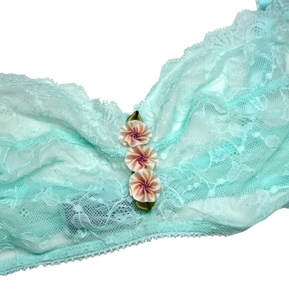 NWOT GAP Body Floral Lace Bralette Sz.L Mint Green Soft Cups Sheer Lingerie - Picture 4 of 7